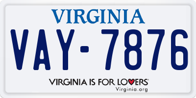 VA license plate VAY7876
