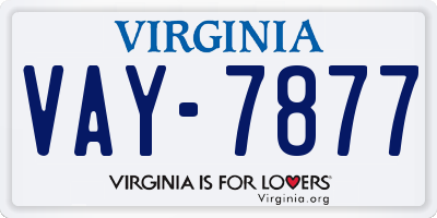 VA license plate VAY7877