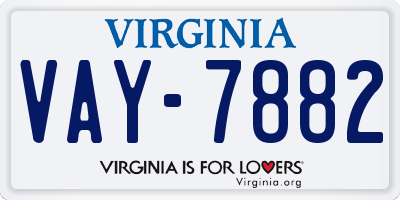 VA license plate VAY7882