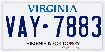 VA license plate VAY7883