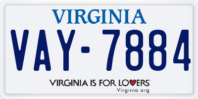VA license plate VAY7884