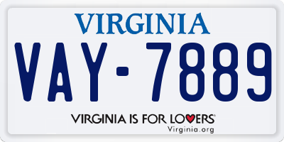 VA license plate VAY7889