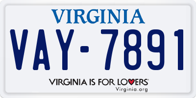VA license plate VAY7891