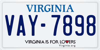 VA license plate VAY7898