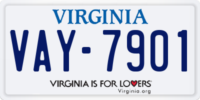 VA license plate VAY7901
