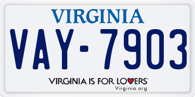 VA license plate VAY7903