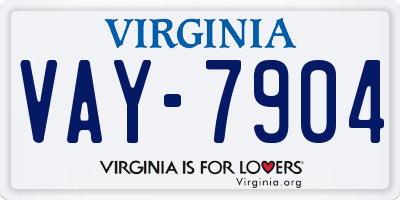 VA license plate VAY7904