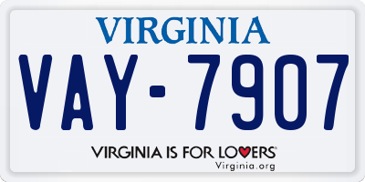 VA license plate VAY7907