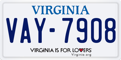 VA license plate VAY7908
