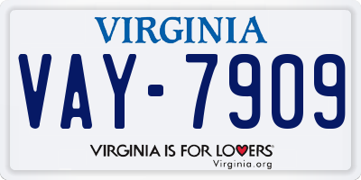 VA license plate VAY7909