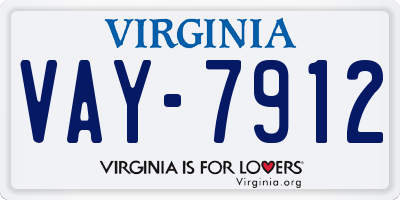 VA license plate VAY7912