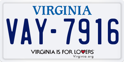 VA license plate VAY7916