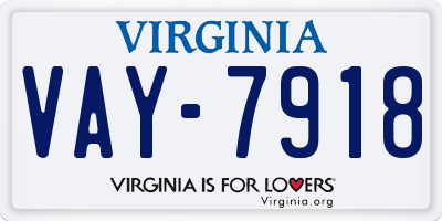VA license plate VAY7918
