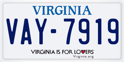 VA license plate VAY7919
