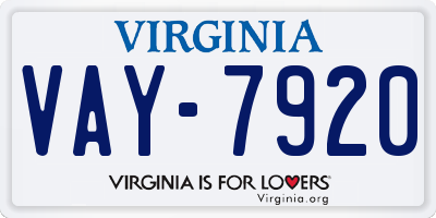 VA license plate VAY7920
