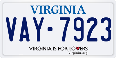 VA license plate VAY7923