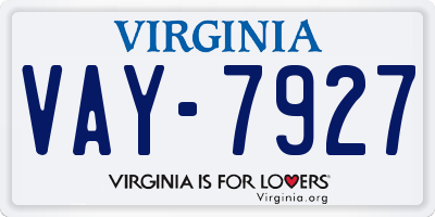 VA license plate VAY7927