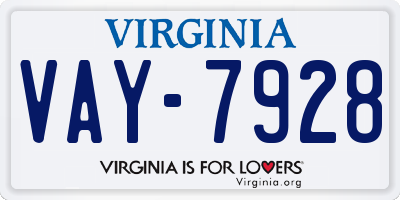 VA license plate VAY7928