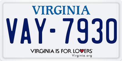VA license plate VAY7930