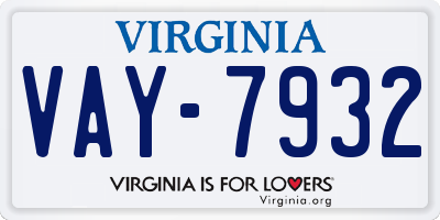 VA license plate VAY7932