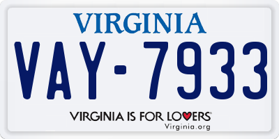 VA license plate VAY7933