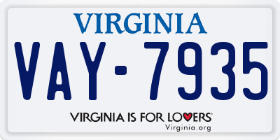 VA license plate VAY7935