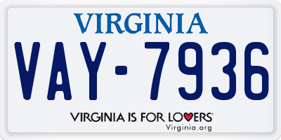 VA license plate VAY7936