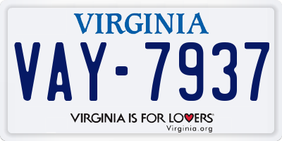 VA license plate VAY7937