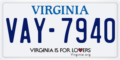 VA license plate VAY7940