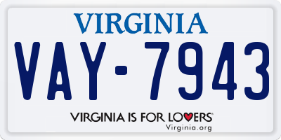 VA license plate VAY7943