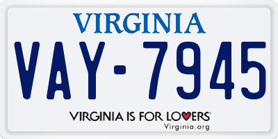 VA license plate VAY7945