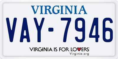 VA license plate VAY7946