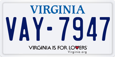 VA license plate VAY7947