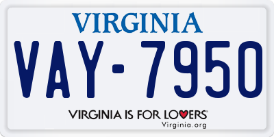 VA license plate VAY7950