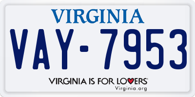 VA license plate VAY7953
