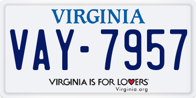 VA license plate VAY7957