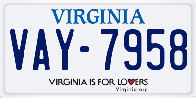 VA license plate VAY7958
