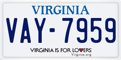 VA license plate VAY7959