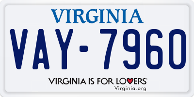 VA license plate VAY7960