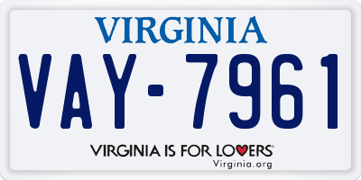 VA license plate VAY7961