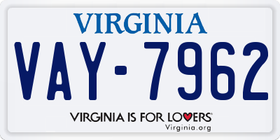 VA license plate VAY7962
