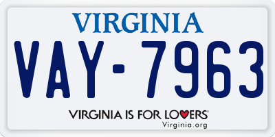 VA license plate VAY7963