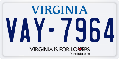 VA license plate VAY7964