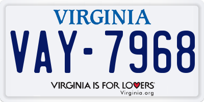 VA license plate VAY7968