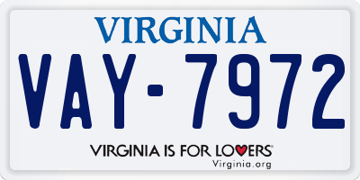 VA license plate VAY7972
