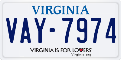 VA license plate VAY7974