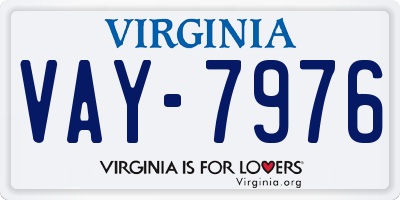 VA license plate VAY7976