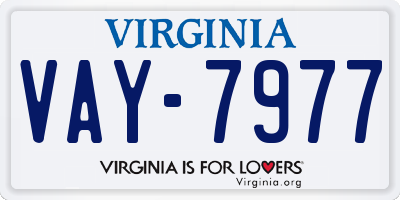 VA license plate VAY7977