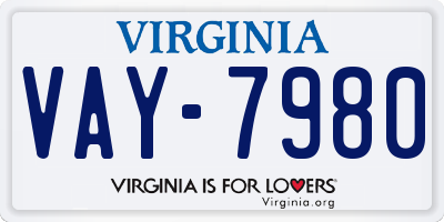 VA license plate VAY7980