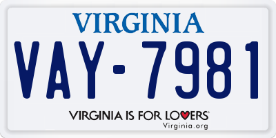 VA license plate VAY7981